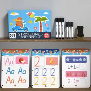Preschool Learning Activities Educational Workbook - Toddler Prek Reusable Handwriting Practice Activity Tracing Toys Busy Book for Kids, Autism Learning Materials Book for Kid Age 3-8