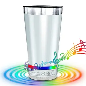 Stainless Steel 16.oz Insulated Mug with Built-in Bluetooth Speaker Rechargeable Wireless Multi-color, FM/USB/TF/TWS