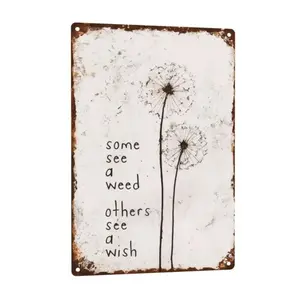 Charming Dandelion Wishing Decor Tin Sign for Wall and Living Room Accents