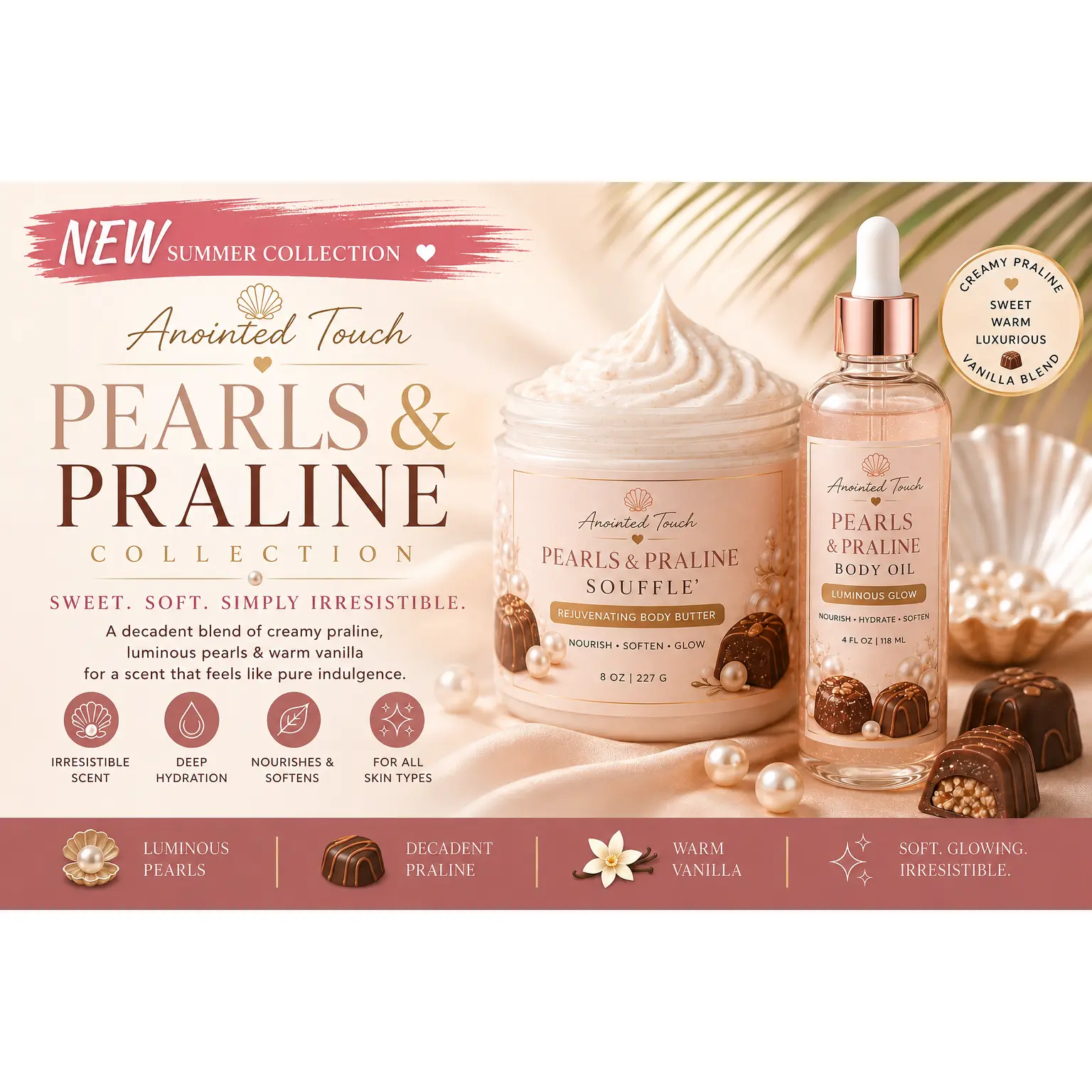 💧🍐 Pearls & Praline Moisturizing Body Oil