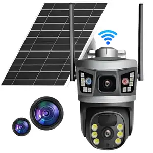 Solar Powered Security Camera, 2.4G Solar Security Camera, 2K Security Camera with PIR Detection & Color Night Vision, IP65 Waterproof Security Camera for Construction Site