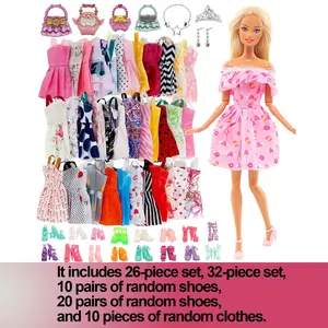 11.5 Inch Doll Accessories Set, Includes Dresses, Shoes, Bags, Crown, Necklace, Earrings, Perfect Christmas Gift for Girls, Doll Clothing Set, Dolls Clothes Accessories