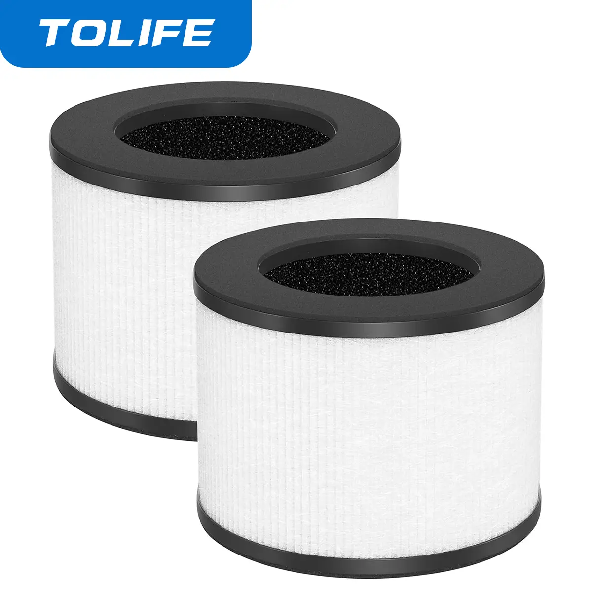2 Pack TZ-K1 Replacement Filter Compatible with ToLife TZ-K1 Air Puri-fier, FreAire & AROEVE MK01/06 Air Purifi-ers, 3-in-1 H13 HEPA Filter, Activated