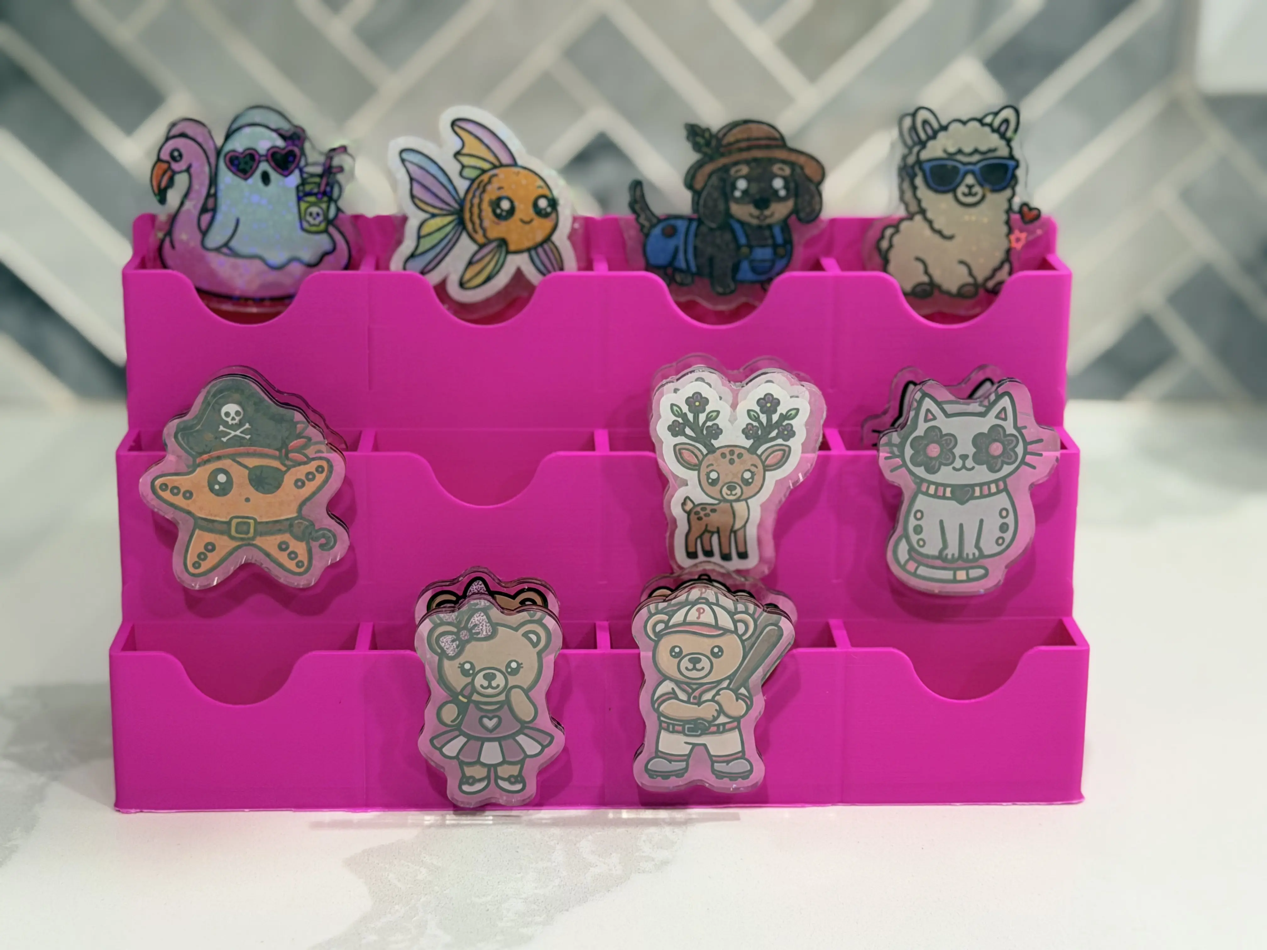3D Printed Acrylic Clip Display Stand | 9 or 12 Clip Holder | Organizer & Display Rack