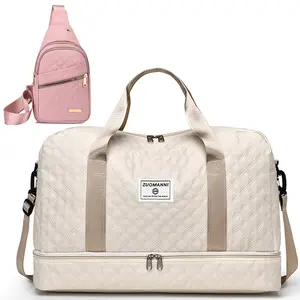 New Two-Piece Set Foldable Large Capacity Travel Bag Tote Bag Outdoor Sports Commuting Crossbody Bag Fashionable Duffel Bag and Chest Bag Versatile Lightweight Storage Set