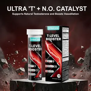 DrBioCare T-Level Booster Effervescent Tablets - Tongkat Ali, Shilajit, Ashwagandha & L-Arginine for Men's Energy, Stamina & Muscle Support (12 Ct)