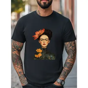 Frida Kahlo Artist Portrait Unisex Women Men T-Shirt Trendy Tee Casual Tee