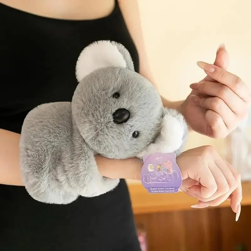 Soft & Cuddly Koala Wrist Plush Toy Gray Polyester Animal Slap Band Perfect for Youngsters and Collectors Holidays Party Gifts