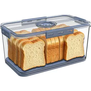 Bread Box Bread Boxes for Counter Airtight,Time Recording Bread Container with Lid, Bread for Homemade Bread, Toast, Bagel, Donut and Cookies, Grey
