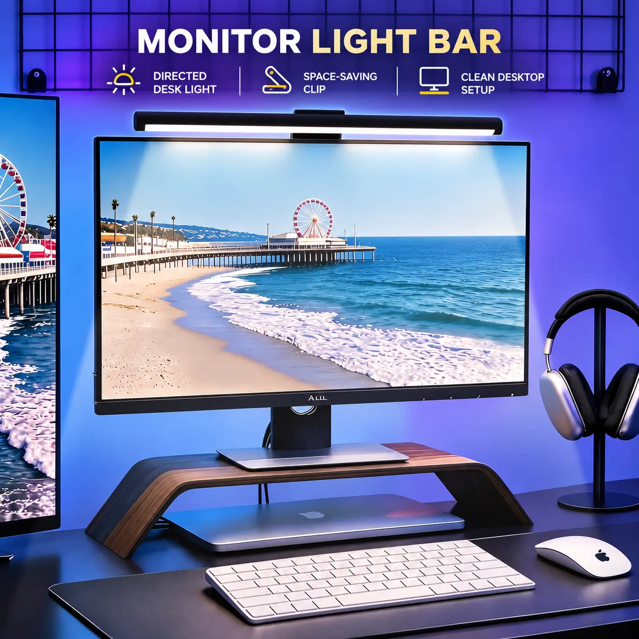 USB LED Monitor Light Bar Desk Accessory for Computers & Laptops, Touch Control, Stepless Dim, Adjustable Brightness, USB Power Freedom Lamps with CCT/RGB Neon LED Strip Spotlights & Spotbars for Home Office Gaming