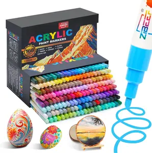 GuangNa×ZiBEEF 168 Color Acrylic Paint Markers,2mm Medium Tip Acrylic Paint Pen,Ideal For Wood,Metal,Plastic,Canvas,Fabric,Glass,Ceramic,Rock Painting Diy Crafts Making Art Supplies Adults Diy Crafts Gift.Back School Supplies Canvas Palette Colorful