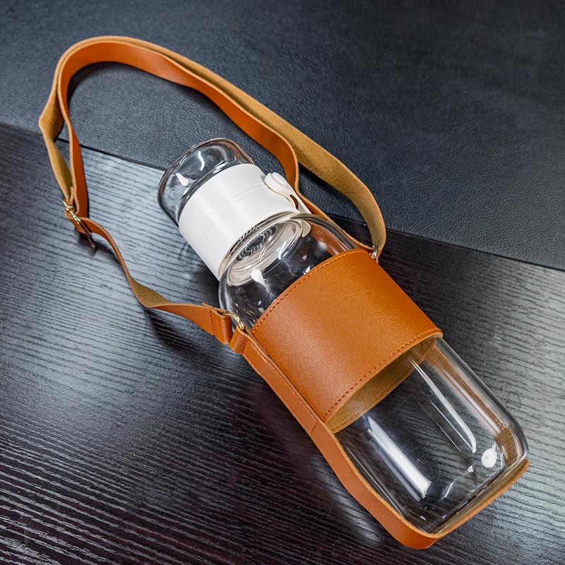 1pc Large Capacity Glass Bottle 800ml/27oz, High Quality Portable Tea Bottle With Heat Resistance, Tea Separation Function, Comes With Cup Sleeve, Perfect For Both Men And Women