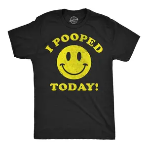 Mens Funny T Shirts I Pooped Today Sarcastic Smiling Face Graphic Novelty Tee for Men Mens Funny T Shirts Cool Vintage Fashion T-Shirt Gift Classic Menswear Sarcastic Apparel for Men Funny Adult Humor Short Black -