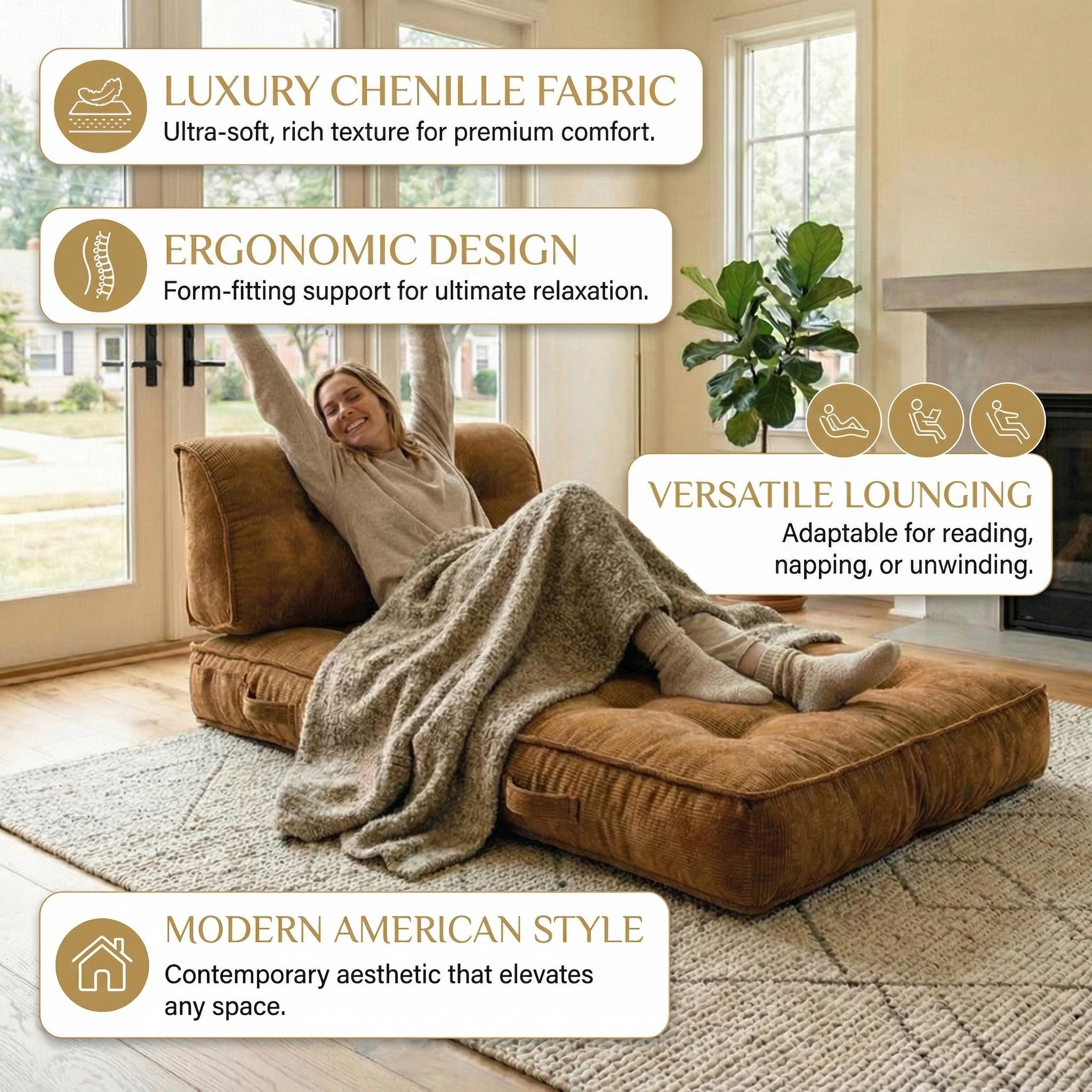 Convertible folding lazy sofa bed with backrest modular free combination small living room sofa, multiple combinations; Comfortable fabric boneless sofa