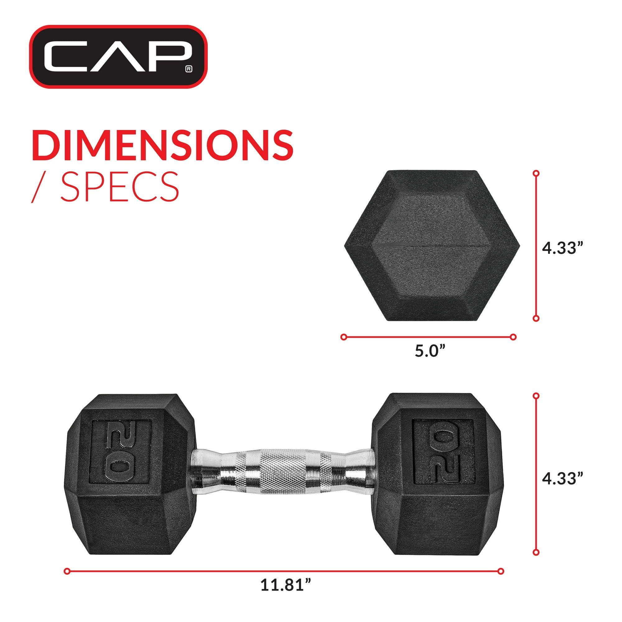 20lb Coated Rubber Hex Dumbbell, Pair