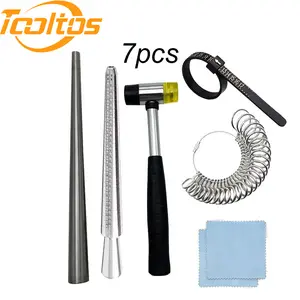 TOOLTOS 7-Pieces Ring Sizing & Repair Kit, 7-Item Jewelry Making Set with Finger Measuring Tool, Essential DIY Beading Craft Supplies for Enthusiasts