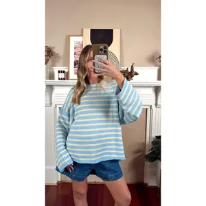 Butter/Blue Striped Knit Sweater