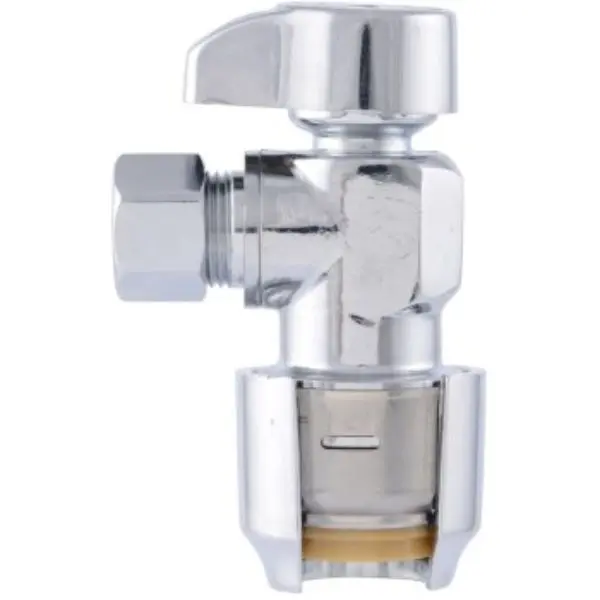 212 MAIN Sharkbite & Cash Acme 0.5 x 0.375 in. Angle Stop, Push-On Grip Fit, Quarter Turn Water Shut-Off Valve for Boating Water Sports