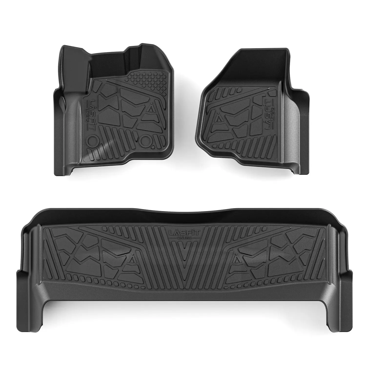Lasfit Floor Mats for Trucks - Custom Precision-Fit Automotive Mats, Synthetic TPE Car Accessories for 2012-2016 Ford F-250 F-350 F-450 F-550 Super Duty Crew Cab with Carpet Floor, No 4x4 Shifter, Anti-Slip