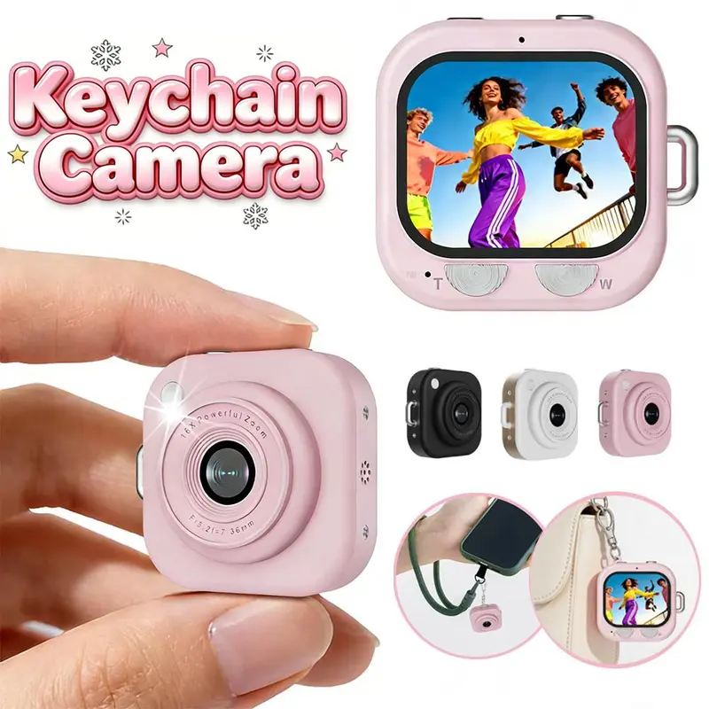 W&O Mini Keychain Digital Camera, Y2K Pocket-Size Camera 2.5K HD with 64MP Lens, Portable Camera for Photography with 32GB SD Card, Charging Cable, Retro Vlog Camera for Travel, Concerts, Kids & Instant Party,Toy Present, Christmas Gifts