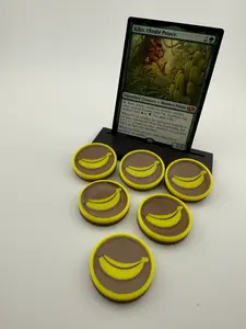 3D Printed Banana Artifact Tokens for MTG Commander – Kibo Monkey Deck Accessory