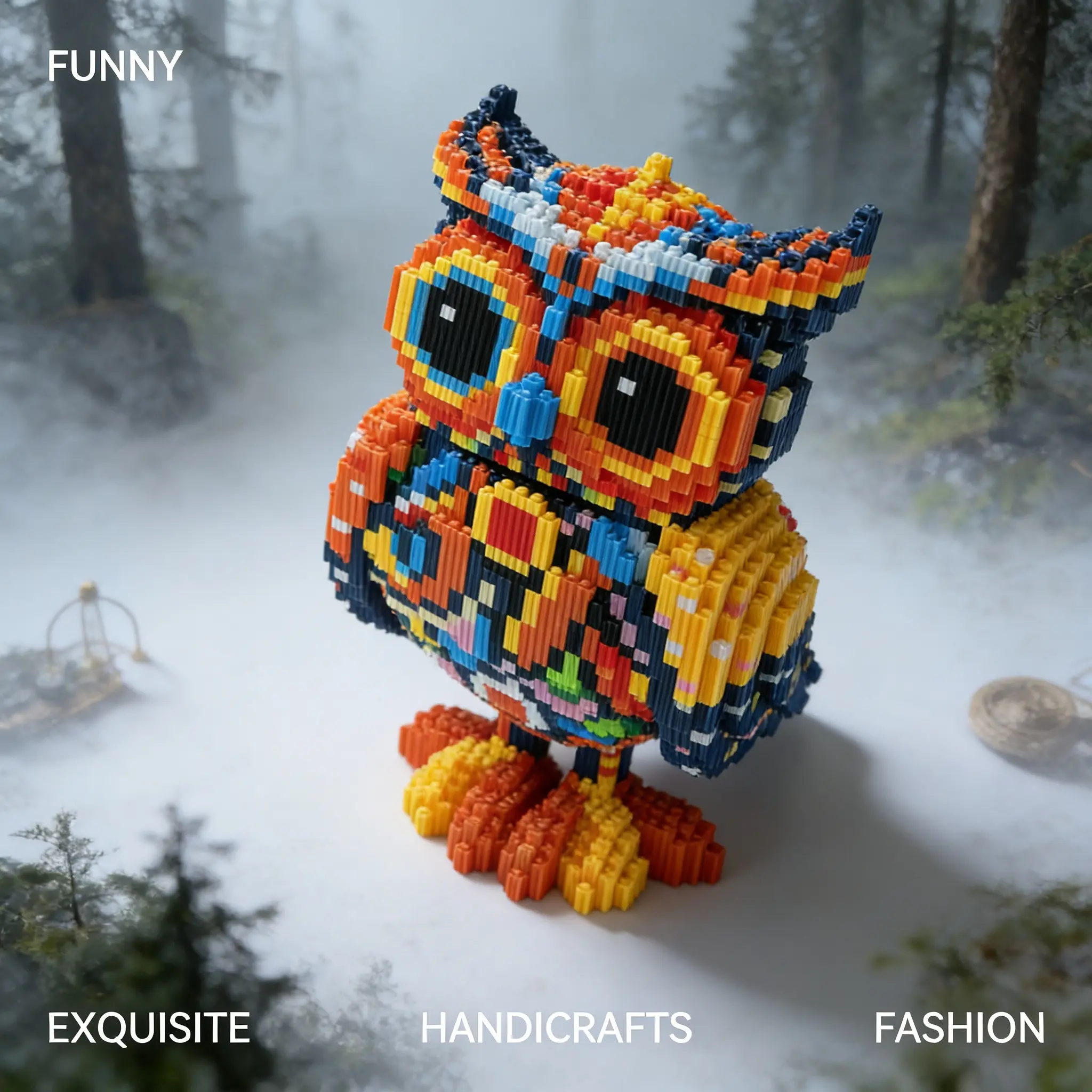 1987pcs Colorful Owl Series Building Blocks Set, Creative DIY Assembly Toys, Handmade Art Decorations, Home Living Room Decoration