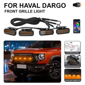 LED Front Grille Light For Haval Dargo Car Daytime Running Light Wheel Eyebrow Lamp For Pickup Offroad 12V