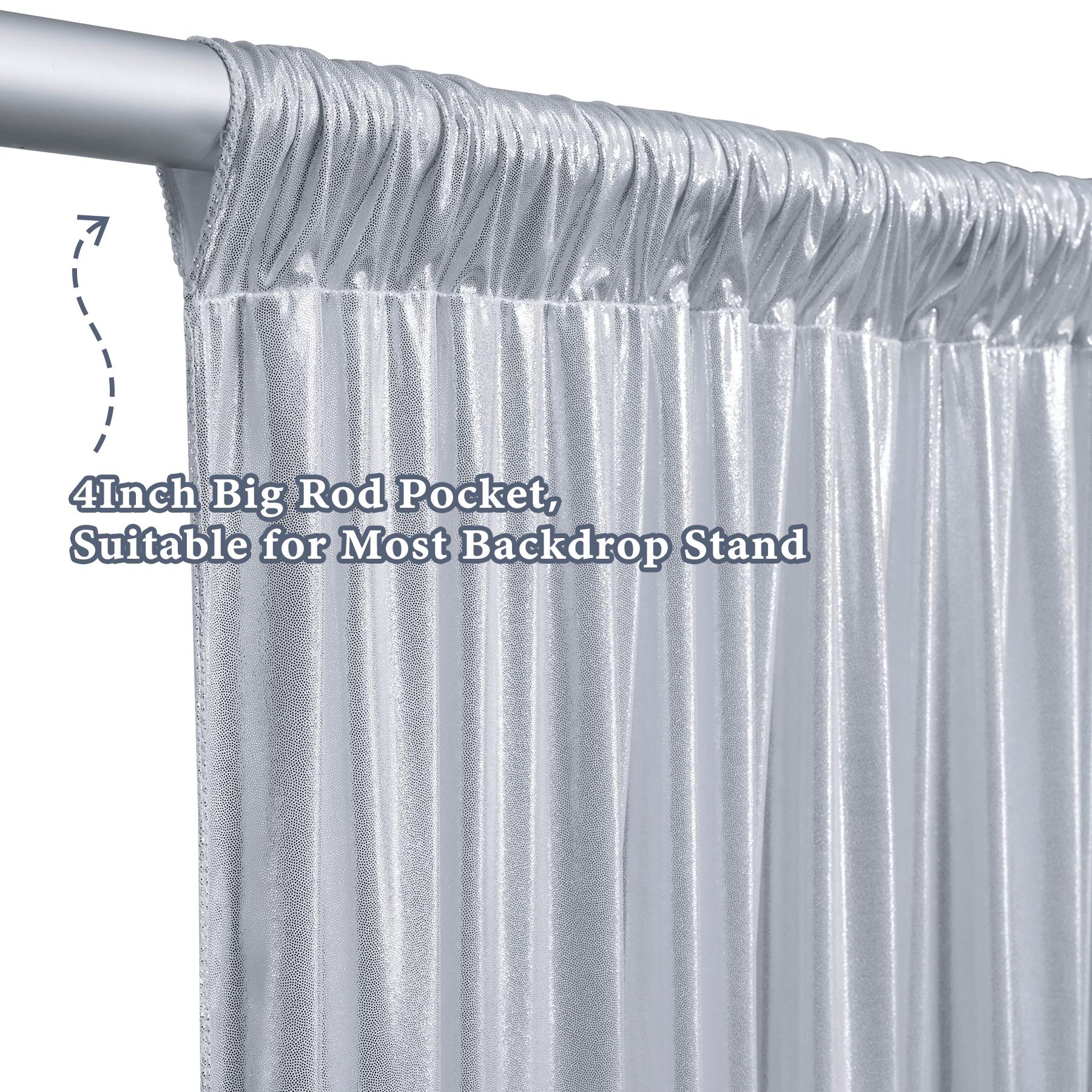 10FT x 10FT Silver Sequin Backdrop Curtain, 2 Panels 5x10FT Shimmer Glitter Photo Booth Background Drapes for Wedding Reception Party Event Photography Decor