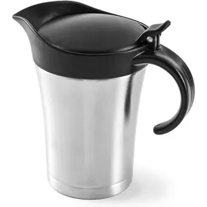 Large Stainless Steel Gravy Boat - 25 Ounce Double Wall Insulated Sauce Jug with Plastic Hinged Lid