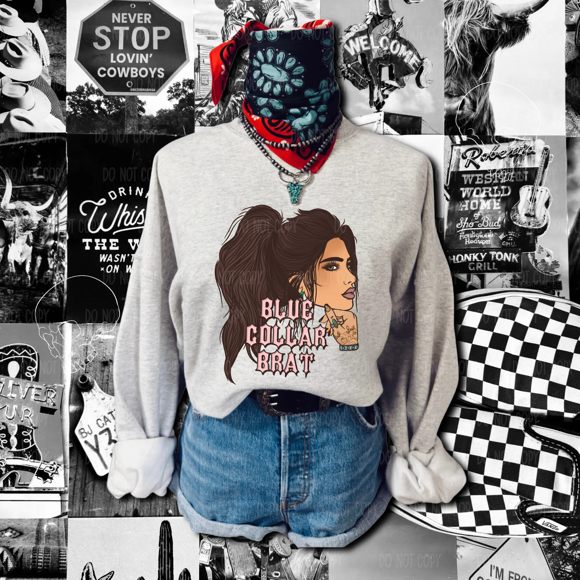 Blue Collar Brat (Brunette) Tee Or Sweatshirt