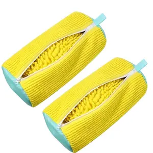 Washing Machine Shoe Bags Set of 2, 360 Degree Full Cleaning, Reusable Durable Zippered Laundry Bag, Soft Inner Liner Oval Shape, Laundry Organizer