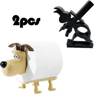 Cute Dog/ant Toilet Paper Holder Set, Creative Home Decor, Bathroom Accessories, Valentine's Day Gift, Fun Roll Dispenser, 2 Pieces