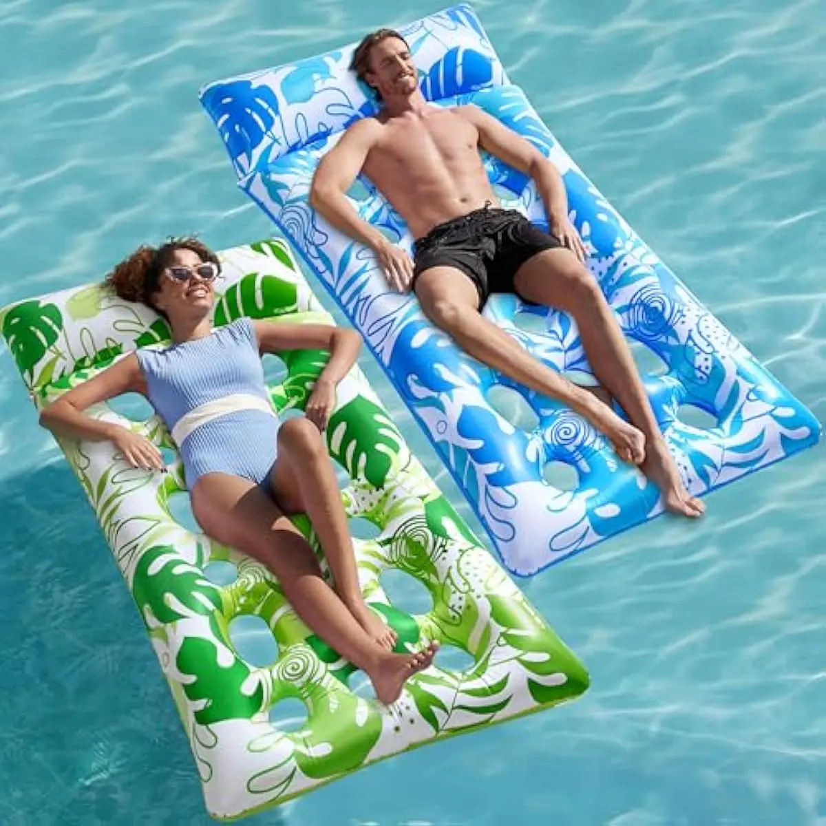 SLOOSH 2-Pack Inflatable Pool Floats Mat - XL Pool Floaties Adults Size with Headrest, Sun Tanning Raft Lake Beach Swimming Pool Party Toys Floating Lounge Above Water Keep CoolDealsForYouDays