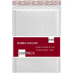 250 PC #00 5x10 Inches 250 Pack Inches Poly Bubble Mailers Shipping Padded Envelopes Self Seal Waterproof Cushion Envelopes