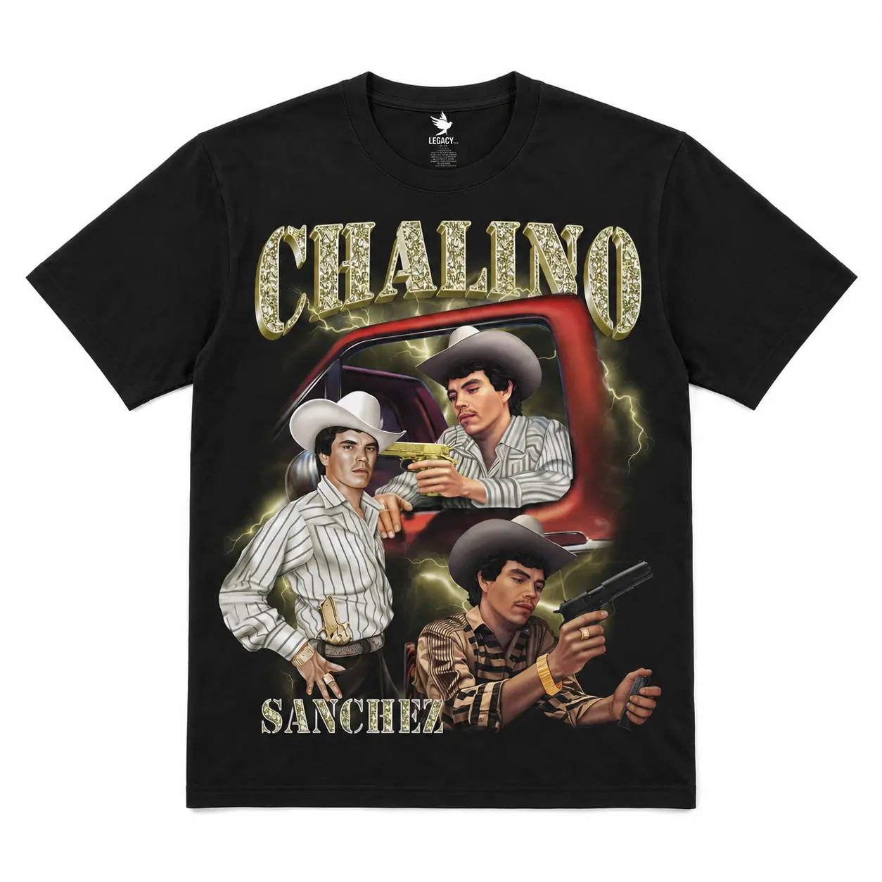 Camiseta de Hombre Estilo de Chalino Sánchez con Arte de Banda – Ideal para Fanáticos de la Música Regional y Entusiastas de la Cultura Mexicana, Regalo Perfecto para Eventos y Celebraciones Populares