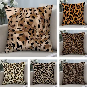 Fashion Luxury Leopard Print Cushion Cover Soft Short Plush Fabric Double-Sided Print | Organic, Breathable,Sofa Pillow Case,Invisible zipper Mite Removal Durable Materia | Warm Winter Home Child Gift Cushion Slipcovers