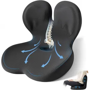 Seat Cushion,Office Chair Cushion with Lumbar Support,Memory Foam Car Orthopedic Cushion,Ergonomic Designed for Long Sitting,Tailbone & Back Pain Relief,Sciatica Pillow for Office,Car,Home Chair