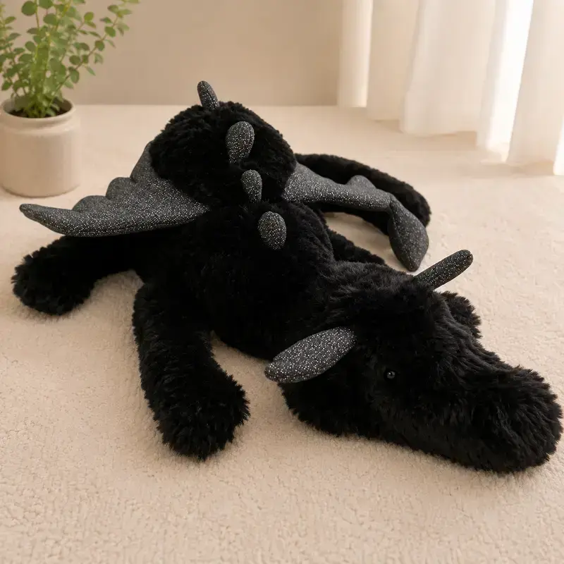 Jellycat Onyx Dragon Plush Toy – Soft Black Dragon Stuffed Animal with Sparkly Wings, Adorable Fantasy Collectible Gift