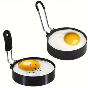 2-Pack Stainless Steel Egg Rings - Non-Stick, Easy Flip, Round Shape, Manual, Perfect for Birthday, Frying Eggs, Pancakes, Omelets - Kitchen Essentials & Cooking Gadgets