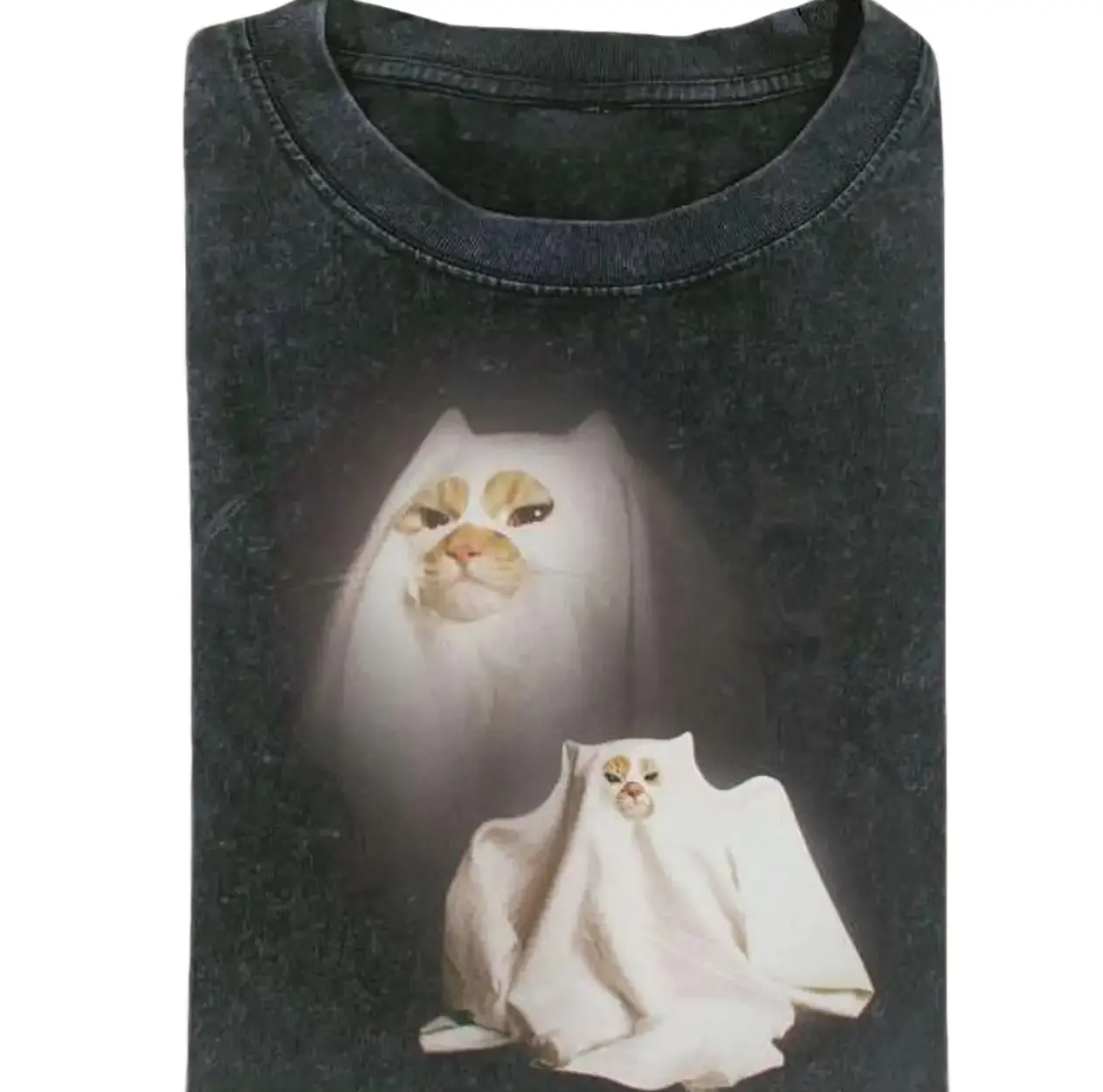 Retro Funny Vintage Graphic Gildan Tee, Ghost Kitten T-Shirt, Unisex Meme Cringe Funny Dumb Shirt, Menswear Womenswear Streetwear