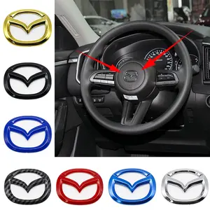 Mazda Car Steering Wheel Center Decoration Sticker, Clear Brand Element, Scratch-Resistant Dust Protection, Strong Adhesive, Sticker for Cars, Essential Interior Accessory