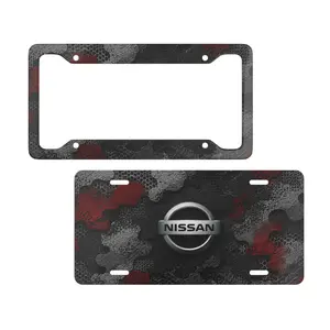 Nissan Camo License Plate Frame Set, Custom Nissan Front License Plate Cover, Auto Car Tag Accessories Gift for Nissan Car Lovers, Universal Metal License Plate Frame