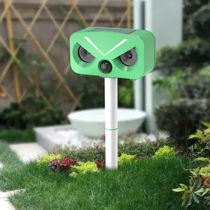 Solar Animal Repeller Outdoor, Ultrasonic Pest Repellent with Motion Sensor & LED Flash Light, Waterproof Solar Powered Animal Deterrent for Yard Garden Deer Dog Squirrel Raccoon