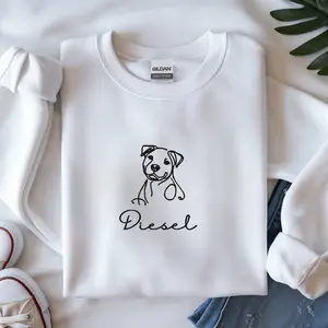 Custom American Staffordshire Terrier Dog Minimalist Dog Art Line Embroidered Sweatshirt, Dog Lover