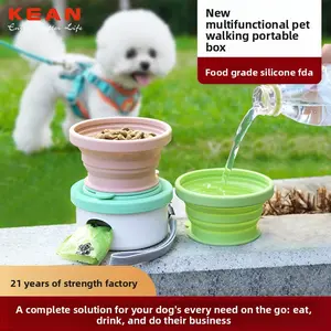 New pet supplies: 3-in-1 dog bowl, poop bag, portable drinking cup for outings, pet walking box, foldable pet bowl