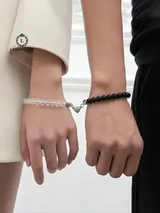 Crown and heart-shaped design luminous bead bracelet, fashionable couple accessory, trendy and versatile exquisite gift, birthday exclusive jewelry