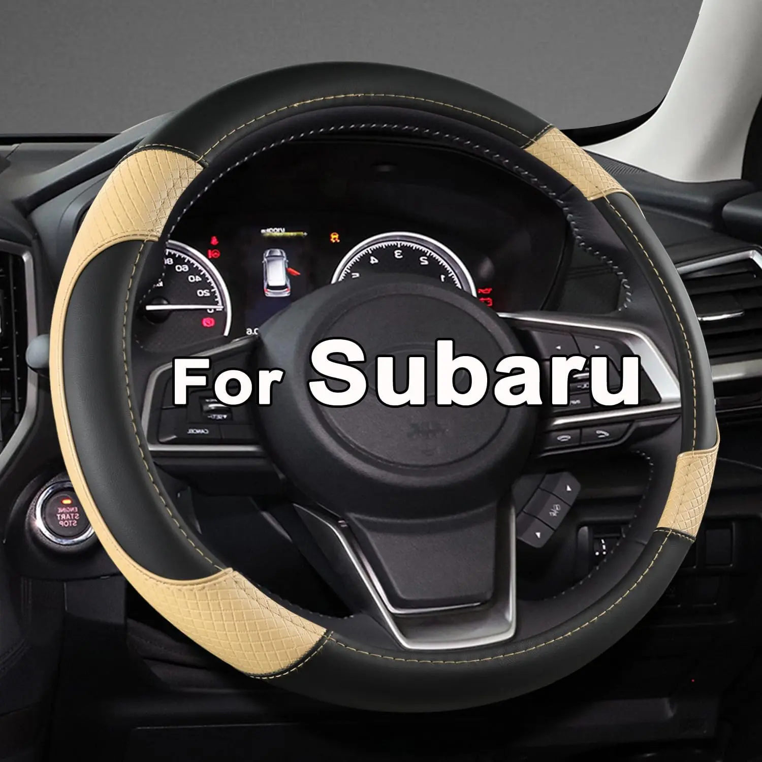 Giant Panda Custom Vehicle-Specific Fit Car Steering Wheel Cover, Car Interior Steering Wheel Accessories, Compatible with Subaru Outback & Other Vehicles, Beige