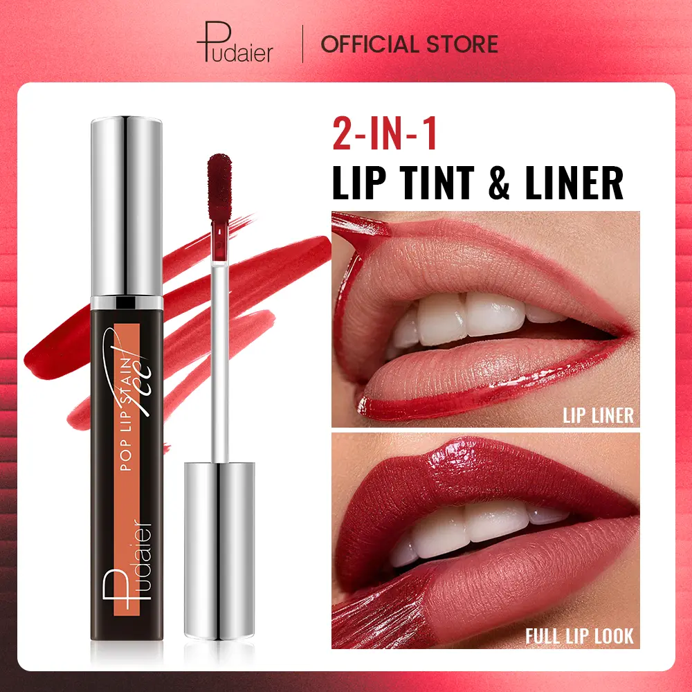 Pudaier 2-in-1 Lip Tint & Liner - Pop Up Stain for Full Lip Look