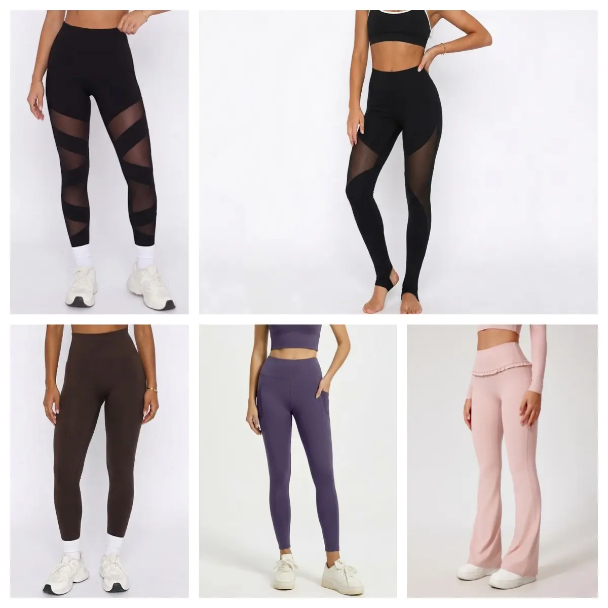 Women's High Waisted Flared Leggings - Tummy Control Sporty Chic Stirrup Pants with Geometric Mesh, Non-See-Through Nylon Spandex Fabric, True Size Fit, Hug Body for Female Gym Use, Stirrup Leggings