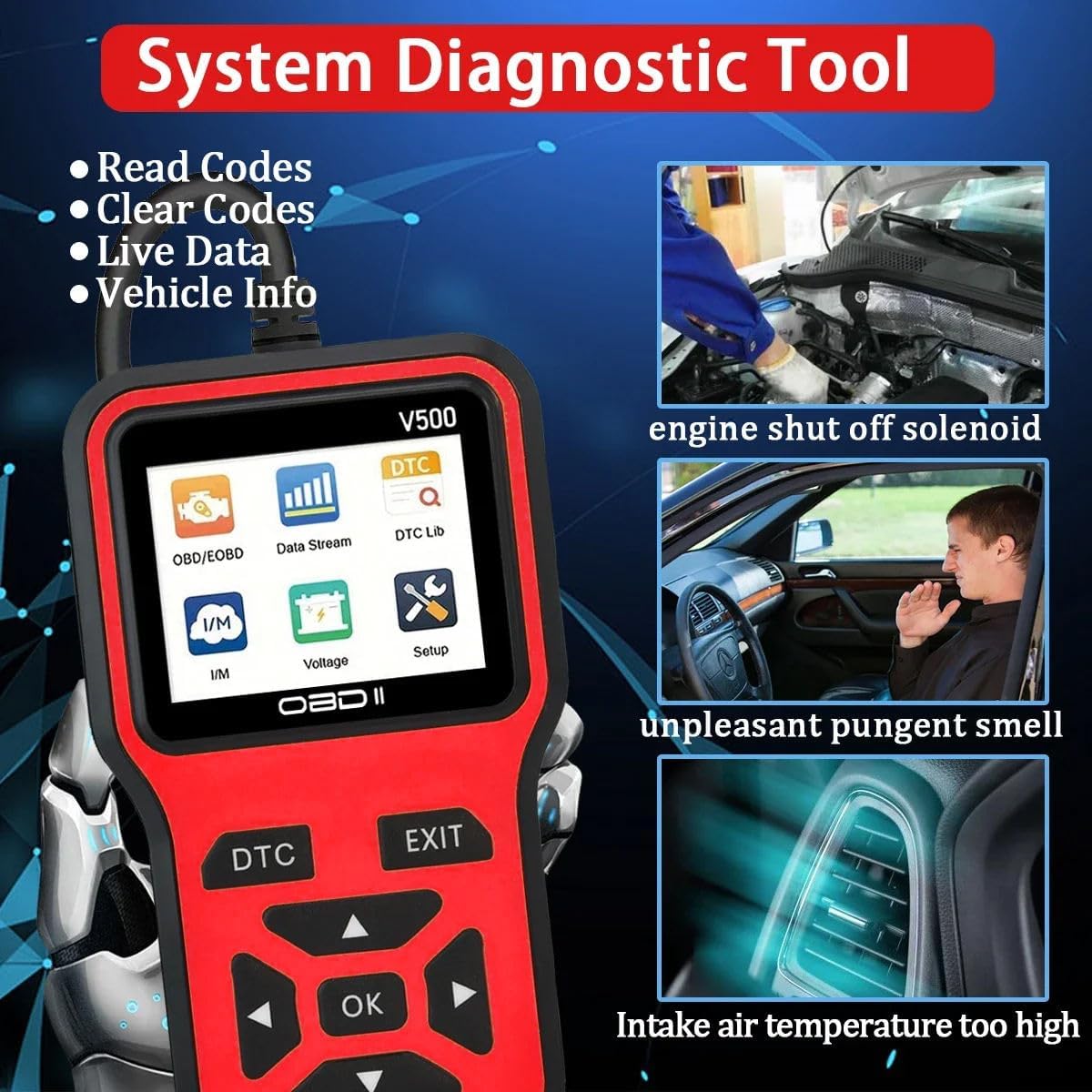 VTECH OBD2 Scanner Diagnostic Tool, check engine light Code Reader, DTC Lockup, Spark plugs check, O2 Sensor, EVAP System Test, Vehicle Info VTECH OBD2 Scanner Diagnostic Tool, check engine light Code Reader, DTC Lockup, Spark plugs check, O2 Sensor, EVAP System Test, Vehicle Info